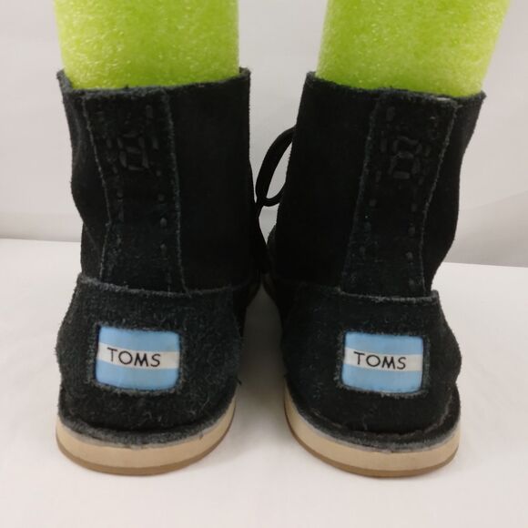 Toms Chukka Tomboy Boots Black Leather Suede Shoes Womens Size 7 - Picture 11 of 13